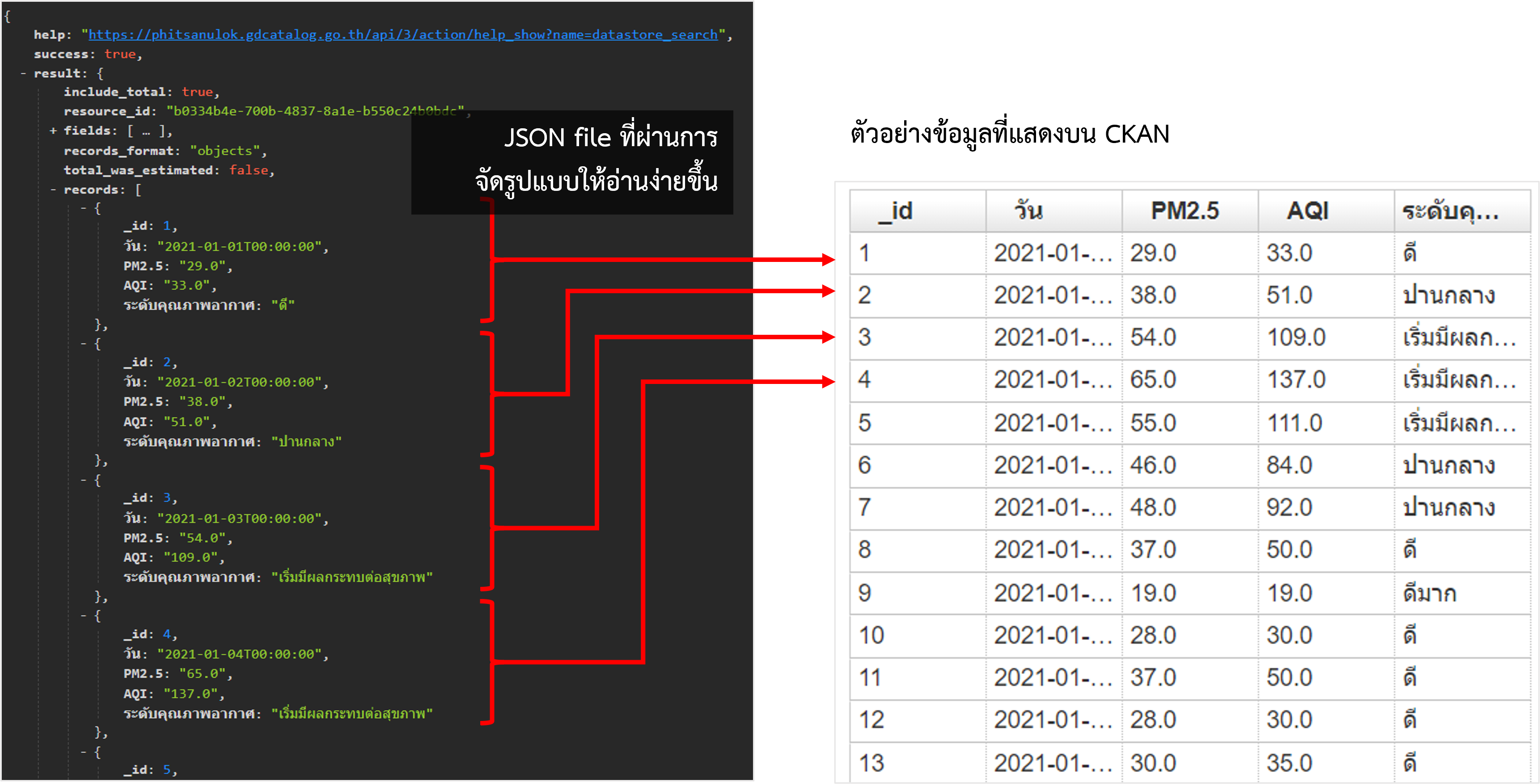 JSON output from CKAN